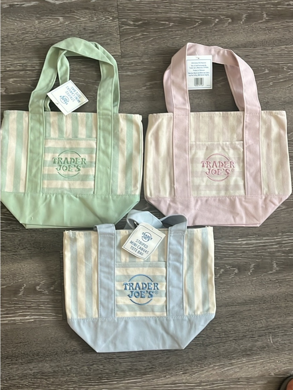New Trader Joe's mini canvas tote bags - lot of three